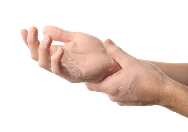 Man Washing Hands White Background — Stock Photo, Image