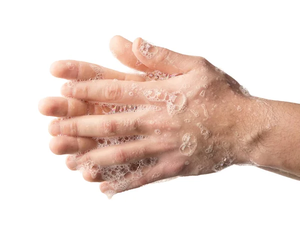 Man Washing Hands White Background — Stock Photo, Image