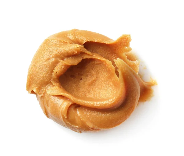 Leckere Erdnussbutter Auf Weißem Hintergrund — Stockfoto