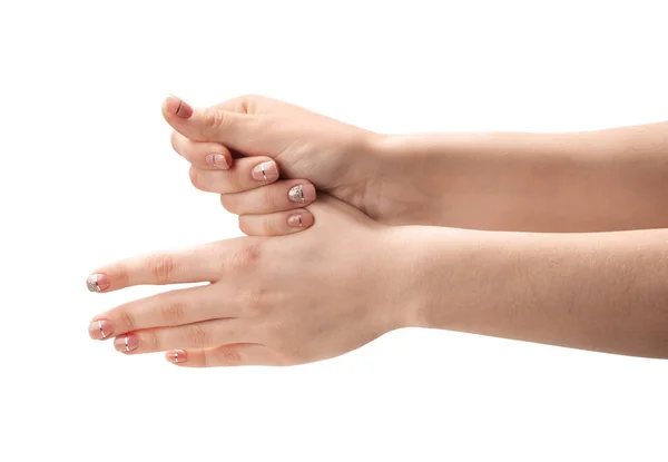 Female Hands Washing White Background — Stock Photo, Image