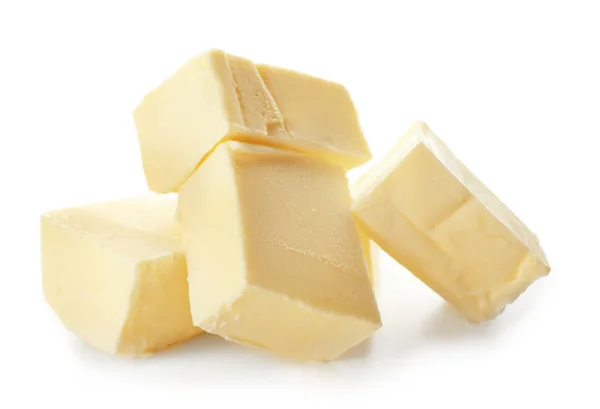 Kawałki Masło Białym Tle — Zdjęcie stockowe