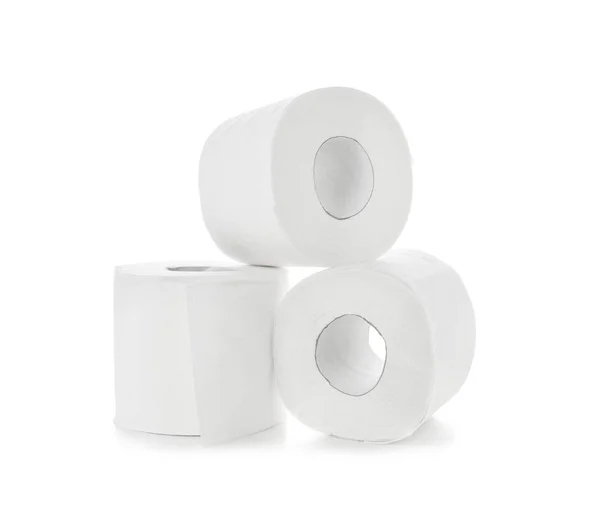 Beyaz Arka Planda Tuvalet Kağıdı Ruloları — Stok fotoğraf