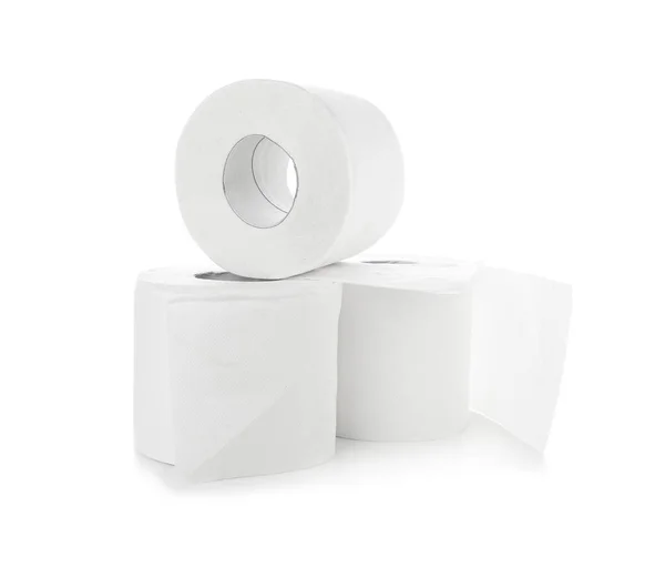 Beyaz Arka Planda Tuvalet Kağıdı Ruloları — Stok fotoğraf
