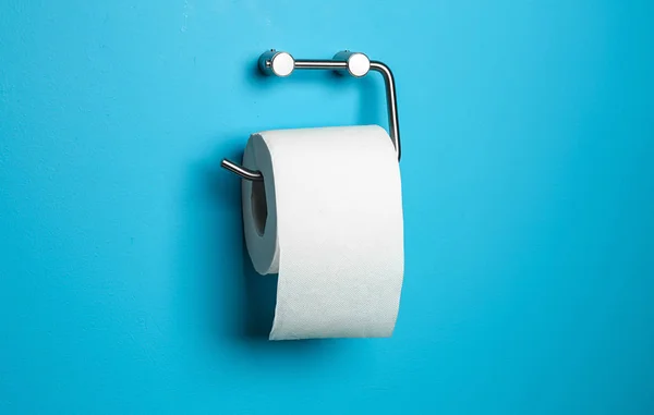 Rulo Tuvalet Kağıdı Tuvalet Renk Duvarda Asılı — Stok fotoğraf