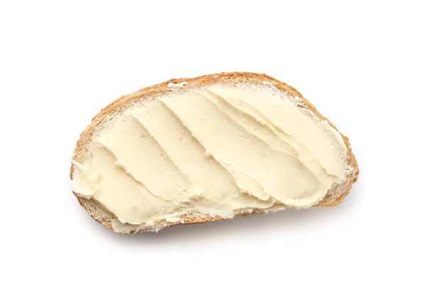 Slice Bread Butter White Background — Stock Photo, Image