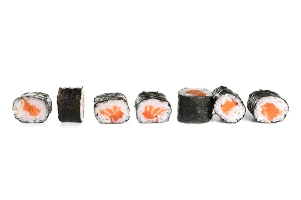 Leckere Sushi Rollen Auf Weißem Hintergrund — Stockfoto