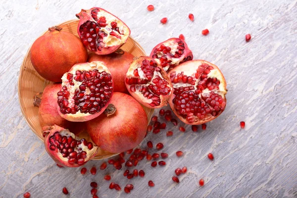Ripe Pomegranates Light Background — Stock Photo, Image