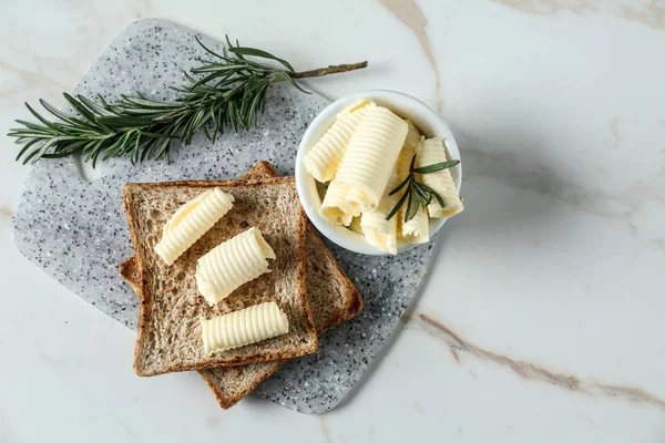 Tasty Toasts Butter Curls Table — Stock Photo, Image