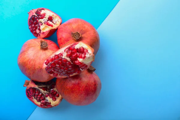 Ripe Pomegranates Color Background — Stock Photo, Image