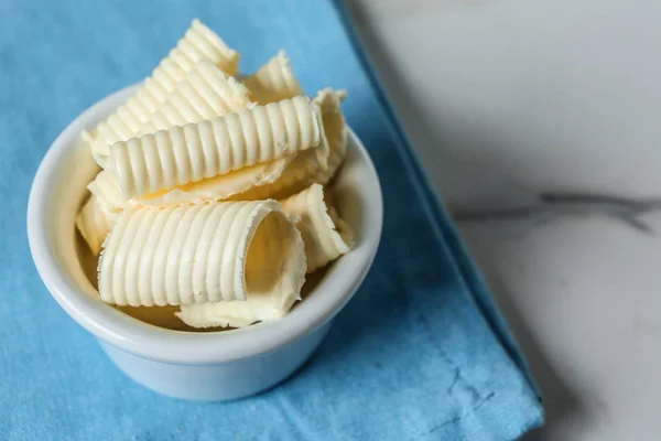 Bowl Butter Curls Table — Stock Photo, Image