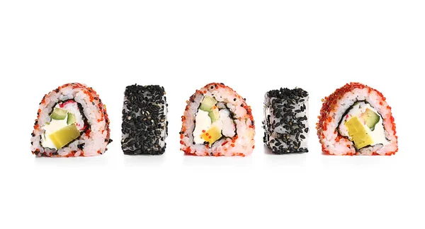 Chutné Sushi Rohlíky Bílém Pozadí — Stock fotografie