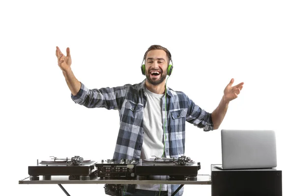 Male Playing Music White Background — Stock Photo, Image