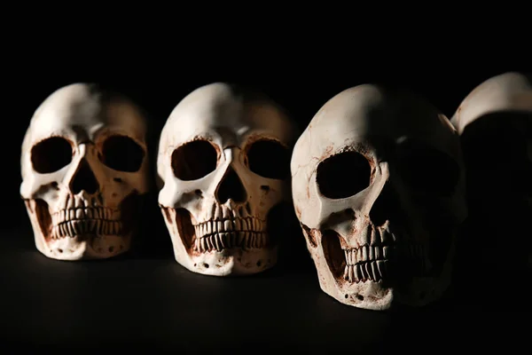 Human Skulls Black Background — Stock Photo, Image