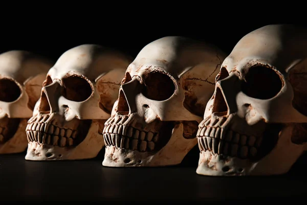 Human Skulls Black Background — Stock Photo, Image