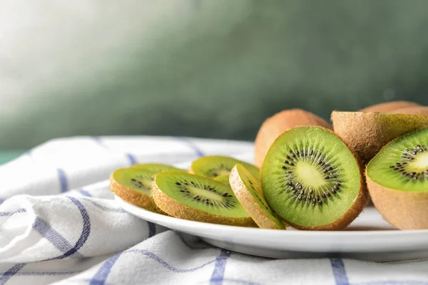 Plate Tasty Kiwi Table — Stock Photo, Image