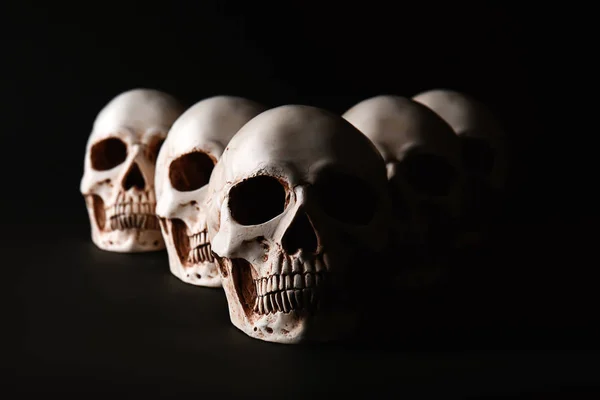 Human Skulls Black Background — Stock Photo, Image