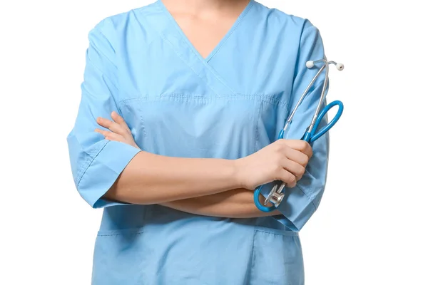 Medico Femminile Sfondo Bianco — Foto Stock