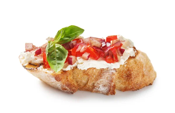 Fresh Tasty Bruschetta White Background — Stock Photo, Image