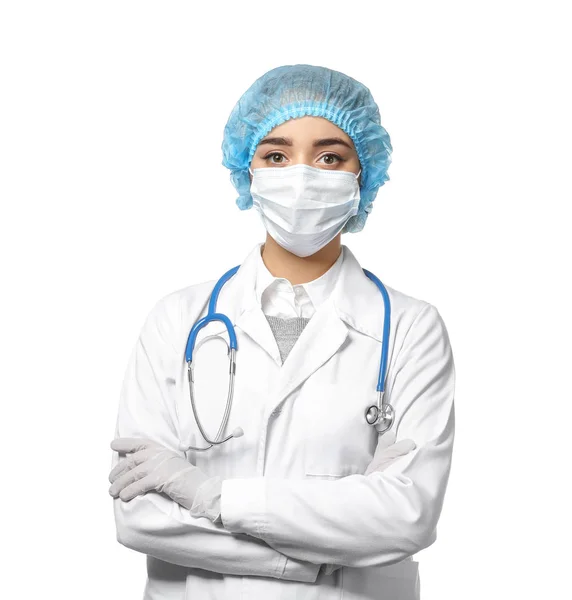 Female Doctor White Background — Stock Photo, Image