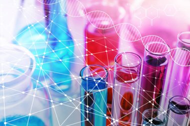 Tablo, portre renkli örnekleri ile test tüpleri