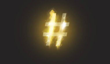 Koyu arka plan üzerinde yanan hashtag sembolü