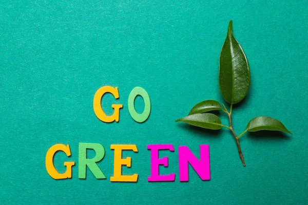 Texto Green Sobre Fondo Color — Foto de Stock