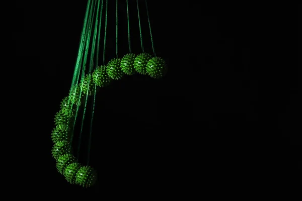 Stroboscopic Photo Moving Green Ball Dark Background — Stock Photo, Image