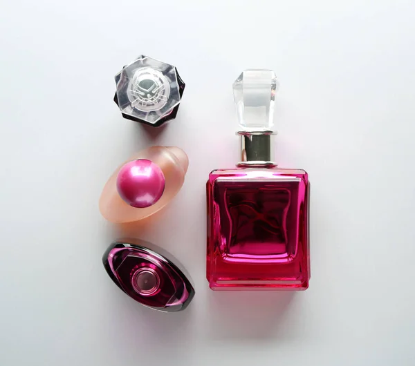 Bottles Perfume Light Background — Stock Photo, Image