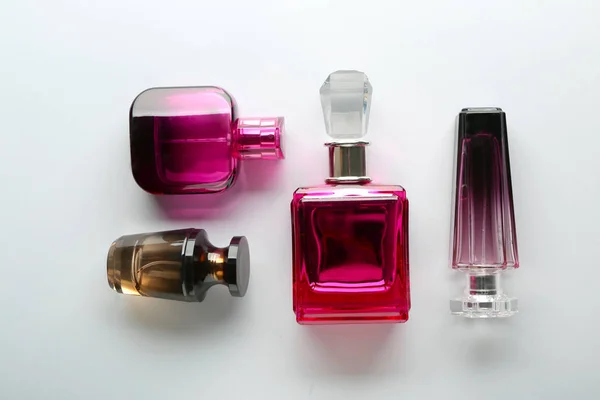 Bottles Perfume Light Background — Stock Photo, Image