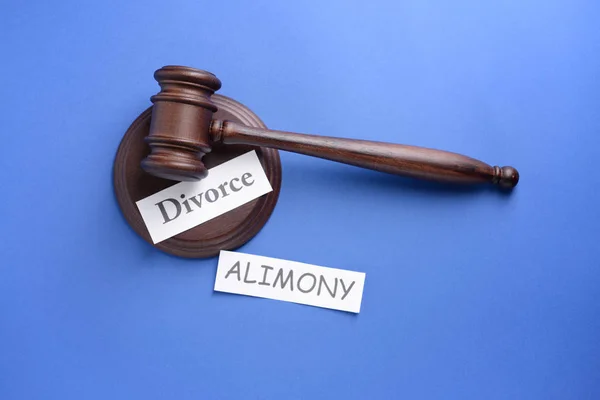 Слова Alimony Divorce Суддею Кольоровому Фоні — стокове фото