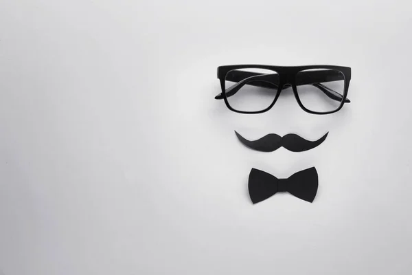 Funny Composition Stylish Eyeglasses Light Background — Stock Photo, Image