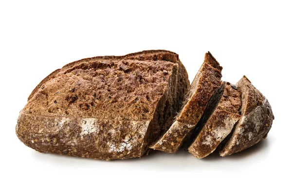 Cut Loaf Fresh Bread White Background — Stock Photo, Image