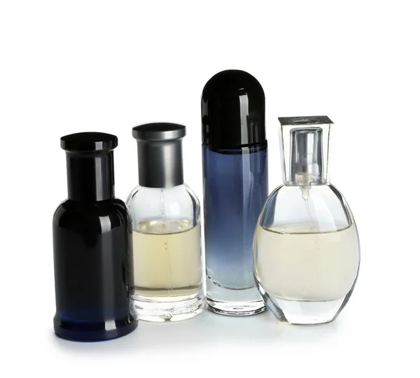 Frascos Perfume Sobre Fondo Blanco —  Fotos de Stock