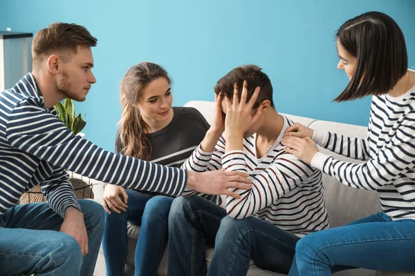 Group People Calming Friend Indoors — Stock Photo, Image