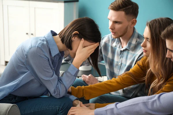 Group People Calming Friend Indoors — Stock Photo, Image