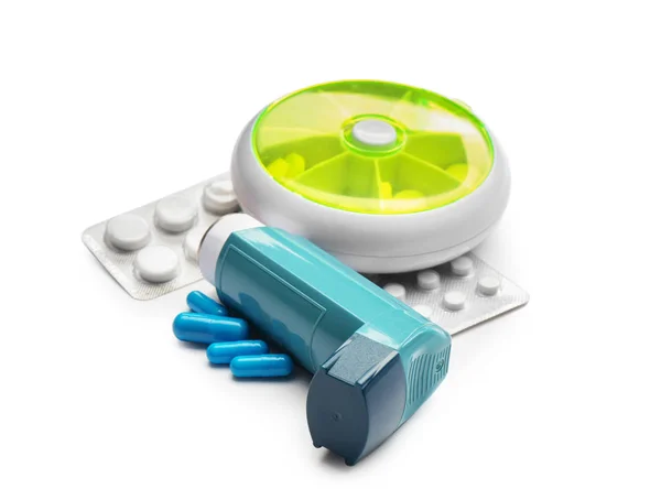 Inhaler Pills White Background — Stock Photo, Image