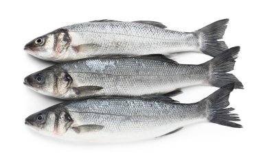 Lezzetli taze levrek balık beyaz arka plan üzerinde