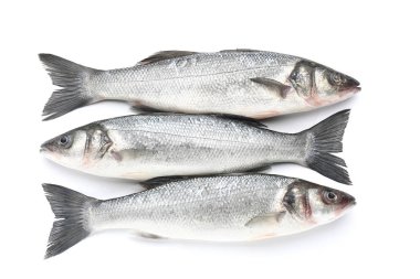 Lezzetli taze levrek balık beyaz arka plan üzerinde