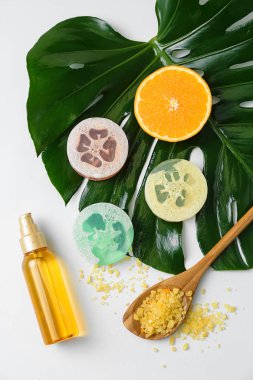 Beyaz arka plan üzerinde doğal maddeler ile kozmetik