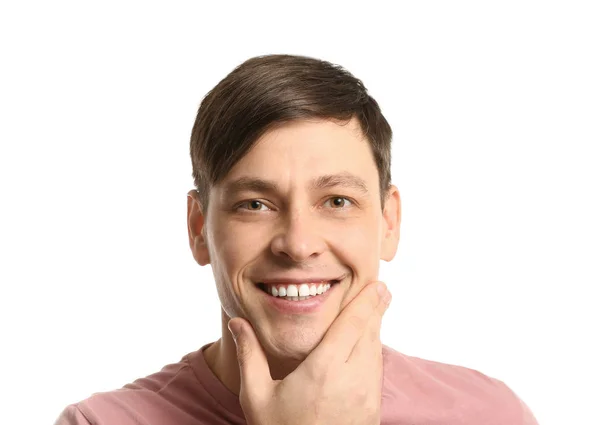 Hombre Guapo Afeitado Sobre Fondo Blanco —  Fotos de Stock