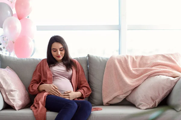 Beautiful Pregnant Woman Resting Home — Stock Photo, Image