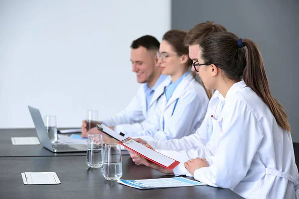Young Doctors Sitting Table Meeting Clinic — Stock Photo, Image
