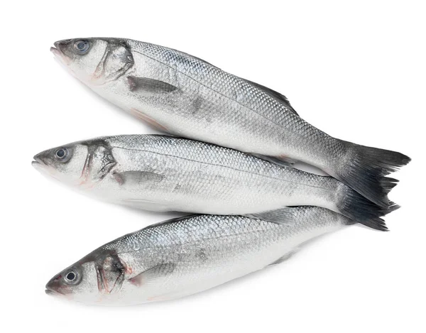 Lezzetli taze levrek balık beyaz arka plan üzerinde