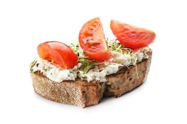 Beyaz arka planda taze lezzetli bruschetta.