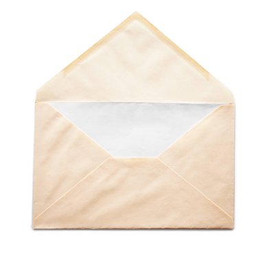 Beyaz arkaplanda kağıt zarf