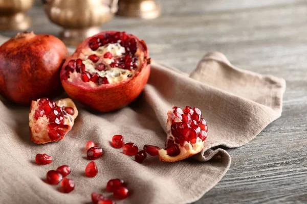 Delicious Pomegranates Wooden Table — Stock Photo, Image