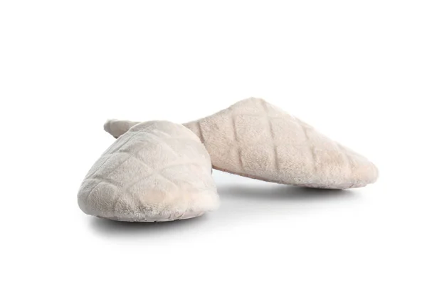 Pantofole Morbide Sfondo Bianco — Foto Stock