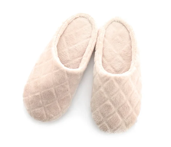 Pantofole Morbide Sfondo Bianco — Foto Stock