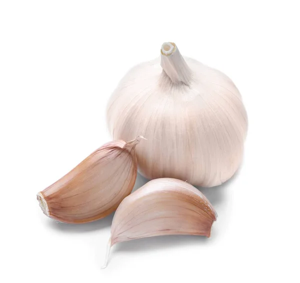 Fresh Garlic White Background — Stock Photo, Image