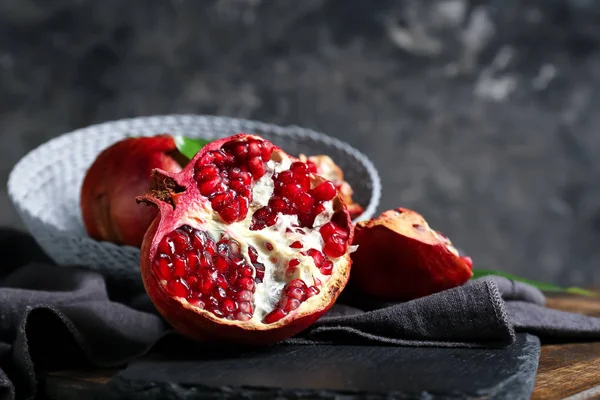 Tasty Ripe Pomegranates Table — Stock Photo, Image